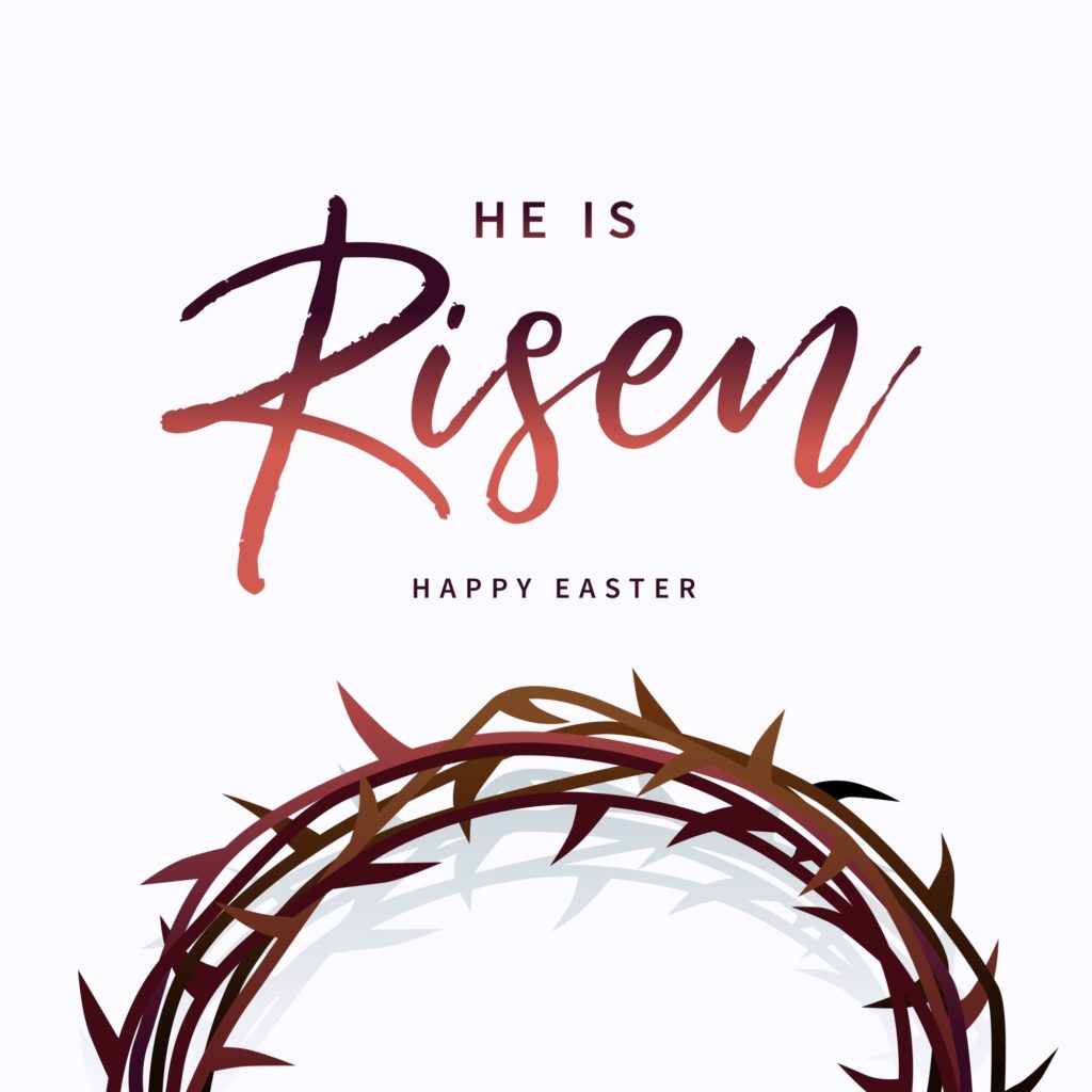 Living—and Sharing—God’s Story he,is,risen,,happy,easter,holiday,banner,with,crown,of
