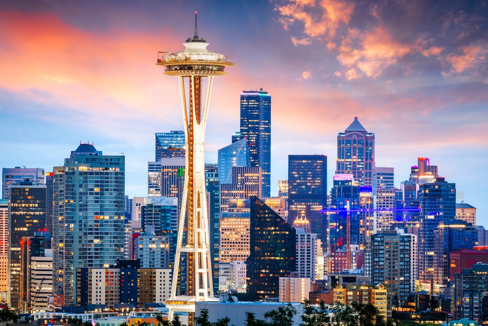 seattle,,washington,,usa,downtown,city,skyline,at,dusk. seattle,,washington,,usa,downtown,city,skyline,at,dusk.
